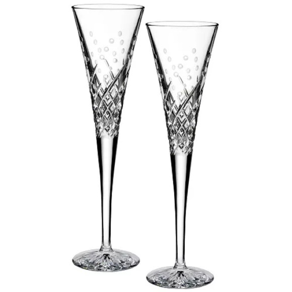 Waterford Crystal Other - Waterford Crystal Glasses Wishes Happy Celebrations Toasting Flutes